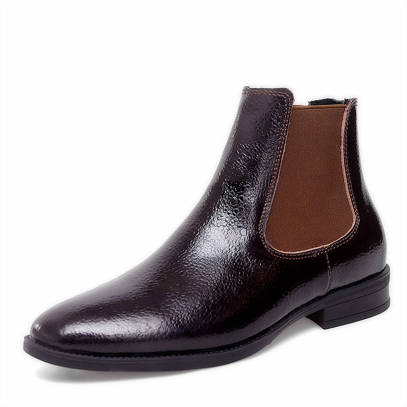 Men'S And Women'S Leather Boots, Fleece-Lined Warm Snow Boots, Large Size Shiny High-Top Martin Boots, Genuine Leather Men'S Leather Boots - Image 1