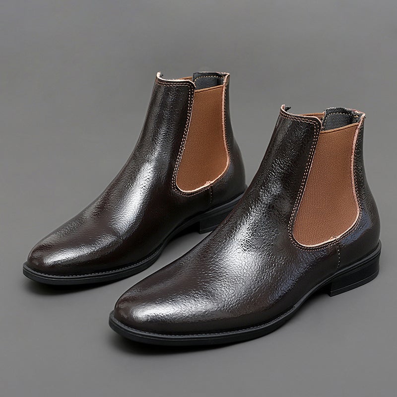 Men'S And Women'S Leather Boots, Fleece-Lined Warm Snow Boots, Large Size Shiny High-Top Martin Boots, Genuine Leather Men'S Leather Boots - Image 4