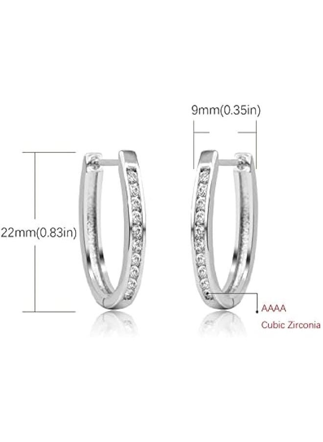 Generic 925 Sterling Silver CZ Earrings Sterling Silver Oval Earrings Hypoallergenic Cubic Zirconia Earrings Girl Small U-shaped Earrings Female Jewelry Gift  - Image 3