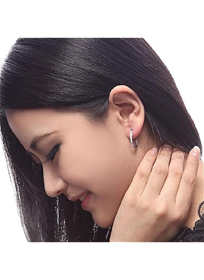Generic 925 Sterling Silver CZ Earrings Sterling Silver Oval Earrings Hypoallergenic Cubic Zirconia Earrings Girl Small U-shaped Earrings Female Jewelry Gift  - Image 5