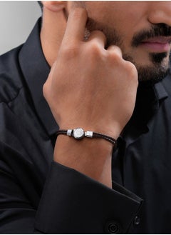 CERRUTI 1881 Vincenzo Silver and Dark Brown Leather Bracelet  - Image 4