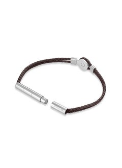 CERRUTI 1881 Vincenzo Silver and Dark Brown Leather Bracelet  - Image 3