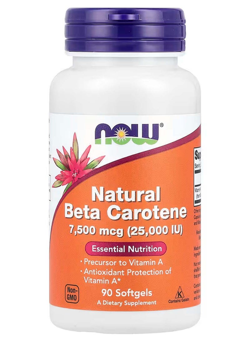 now Natural Beta Carotene, 7,500 mcg (25,000 IU), 90 Softgels - Image 1