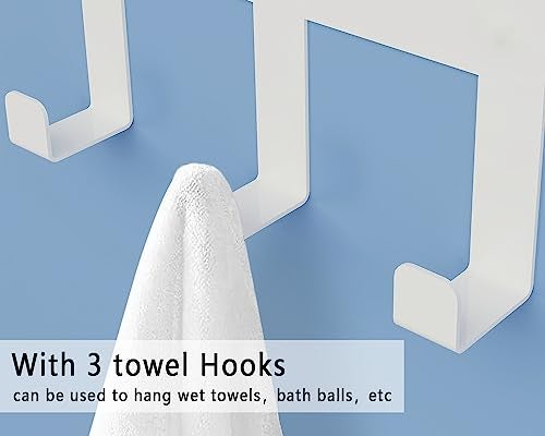 Bethom Towel Racks for Bathroom White, Bathroom Towel Rack with Shelf and 3 Hooks Wall Mounted, Towel Storage Rack for Small Bathroom - Image 5