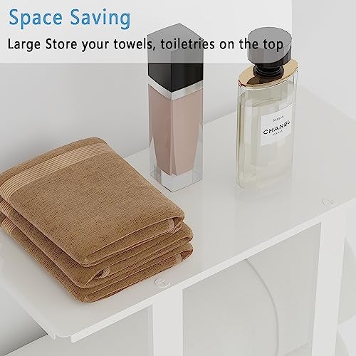 Bethom Towel Racks for Bathroom White, Bathroom Towel Rack with Shelf and 3 Hooks Wall Mounted, Towel Storage Rack for Small Bathroom - Image 3