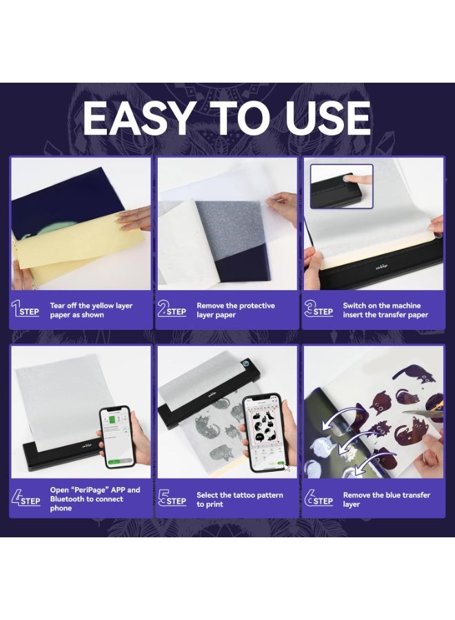 PeriPage P90 Wireless Tattoo Stencil Printer - Professional & Beginner Friendly, Bluetooth & USB Connectivity, Free Stencil Paper Included - Image 4