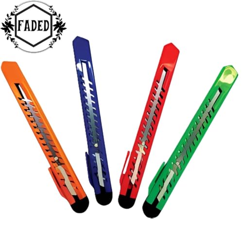Faded 10-Piece Multicolor Auto-Lock Paper Cutter Set – Durable Plastic Body Utility Knives with Snap-Off Blades – Lightweight & Safe Trimming Tools for Office, School, Craft (9mm) - Image 3