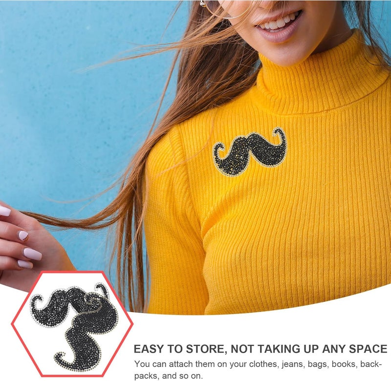 ABOOFAN 2pcs Mustache Beard Iron on Patches for DIY Clothing Repair, Fashion Applique for Hats, Bags, Jeans, and Jackets - Image 3
