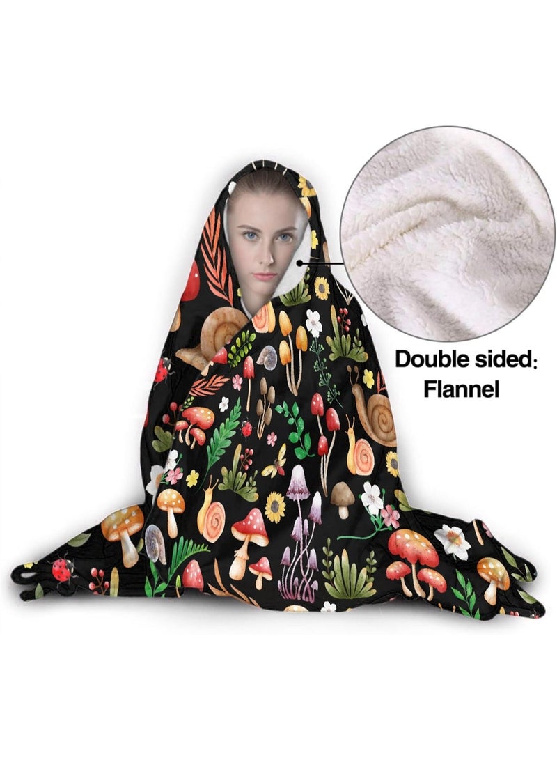 ARTIEMASTER Mushroom Hooded Blanket Mushrooms Gifts for Women Soft Fleece Flannel Mushroom Throw Wearable Blanket All Season Plant Blankets for Bed Decorative 60"x50" for Teens - Image 2