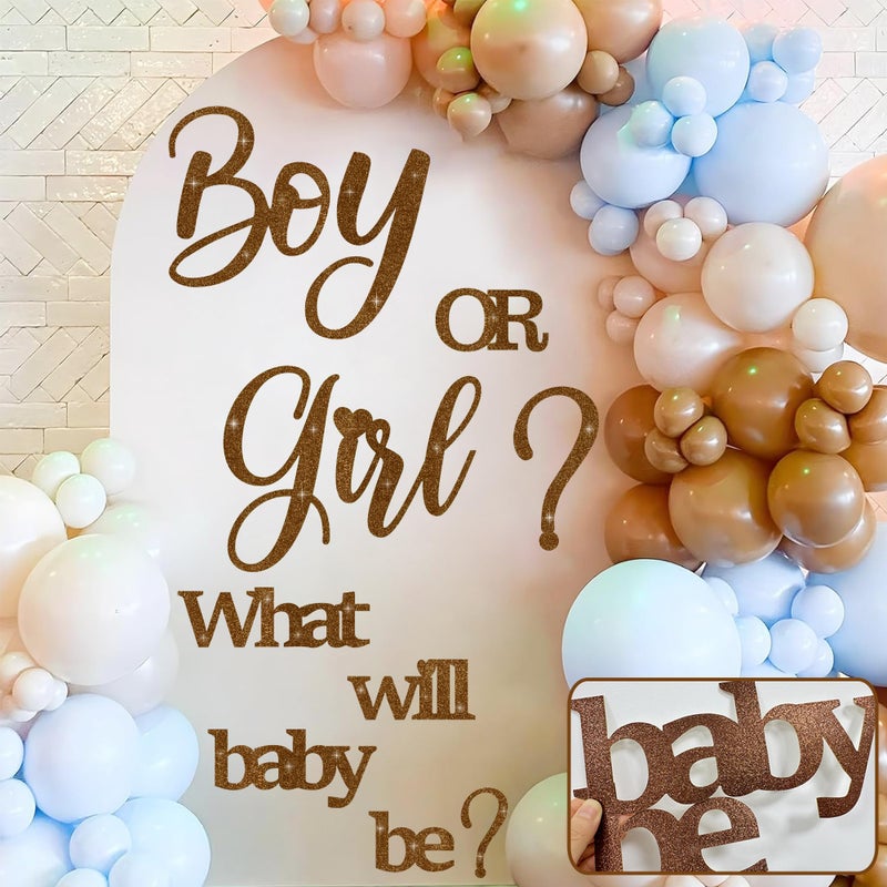 kokolap Large Glitter Paper Gender Reveal Decorations Decals for Balloon Arch Boy or Girl What Will Baby Be Signs for Backdrop Baby Shower Party Supplies He or She Letters Stickers for Pregnancy Banner - Image 1