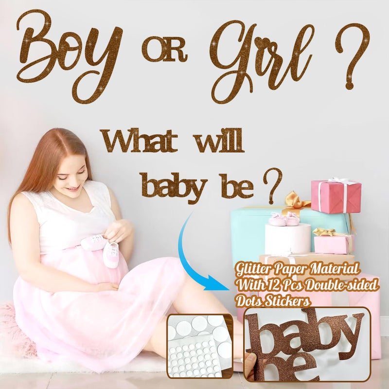 kokolap Large Glitter Paper Gender Reveal Decorations Decals for Balloon Arch Boy or Girl What Will Baby Be Signs for Backdrop Baby Shower Party Supplies He or She Letters Stickers for Pregnancy Banner - Image 4