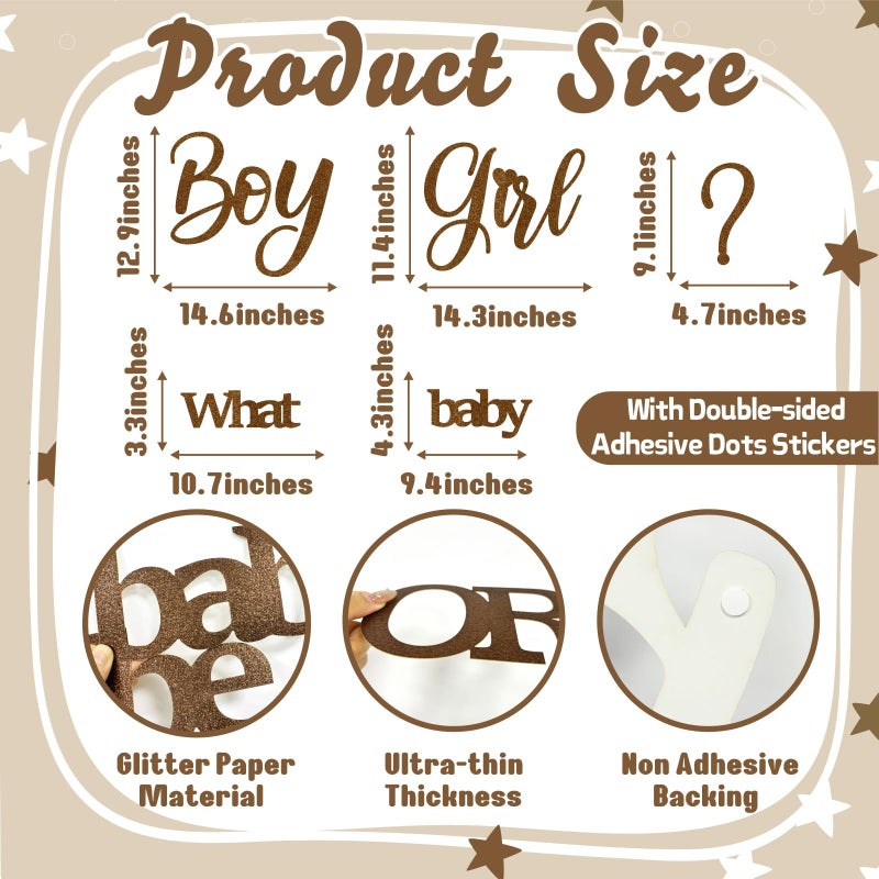 kokolap Large Glitter Paper Gender Reveal Decorations Decals for Balloon Arch Boy or Girl What Will Baby Be Signs for Backdrop Baby Shower Party Supplies He or She Letters Stickers for Pregnancy Banner - Image 2