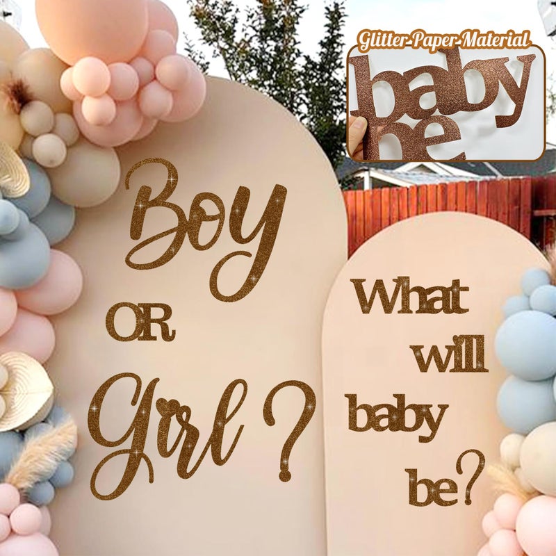 kokolap Large Glitter Paper Gender Reveal Decorations Decals for Balloon Arch Boy or Girl What Will Baby Be Signs for Backdrop Baby Shower Party Supplies He or She Letters Stickers for Pregnancy Banner - Image 5