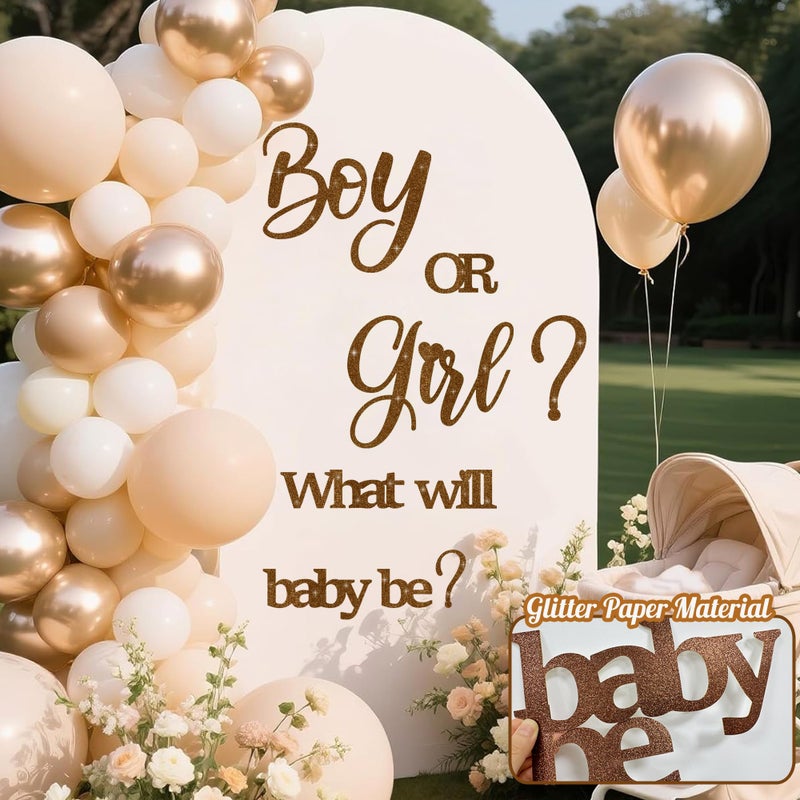 kokolap Large Glitter Paper Gender Reveal Decorations Decals for Balloon Arch Boy or Girl What Will Baby Be Signs for Backdrop Baby Shower Party Supplies He or She Letters Stickers for Pregnancy Banner - Image 3
