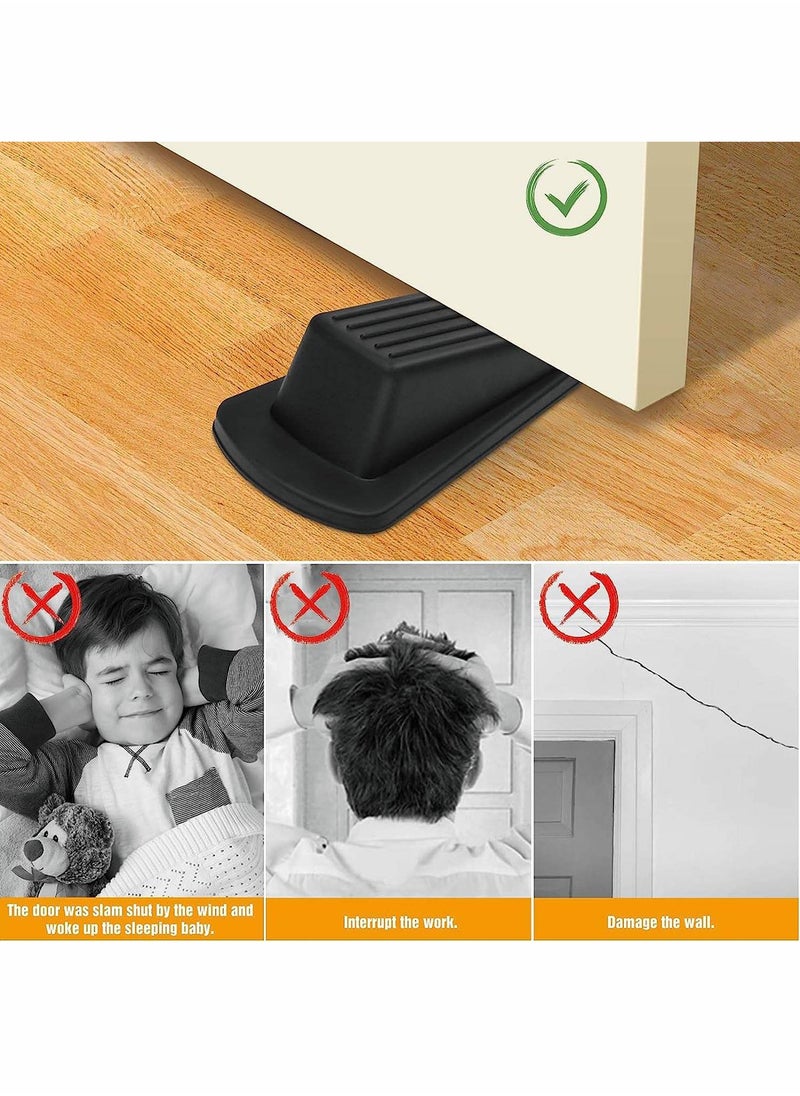 Door Stopper Set Slip Resistant Heavy Duty Design Doorstops Work on All Surfaces Carpet Floors 2 Pcs