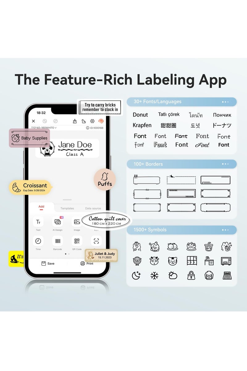 NIIMBOT Mini Label Maker Machine with Tape, Portable Bluetooth Thermal Printer for School Home Office Organization, Wireless Mini Labeler D110 Upgraded Version - Image 5