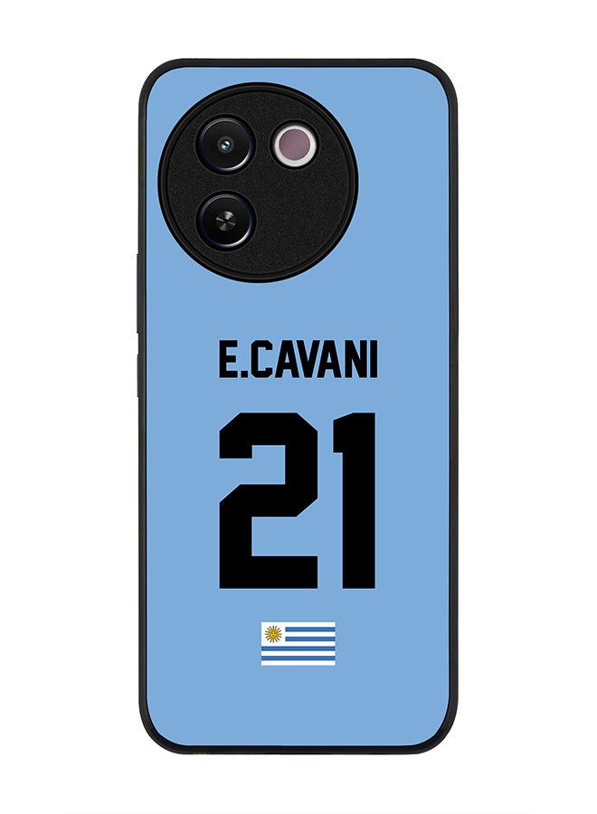 Stylizedd Rugged Black edge case for Vivo V30e, Slim fit Soft Case Flexible Anti Drop TPU Gel Thin Cover - Football Team - Uruguay , Player Name - E.Cavani - Image 1