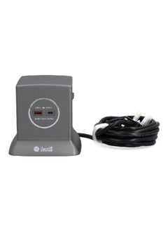 الفنار برج تمديد طاقة مع 3 مقابس و2 منفذ USB باللون الرمادي بطول 3 أمتار CE033M2AC18-CH214  - Image 1