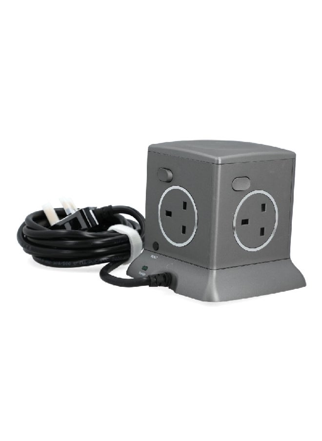 الفنار - برج تمديد طاقة مع 3 مقابس و2 منفذ USB باللون الرمادي بطول 3 أمتار CE033M2AC18-CH214 - Image 1