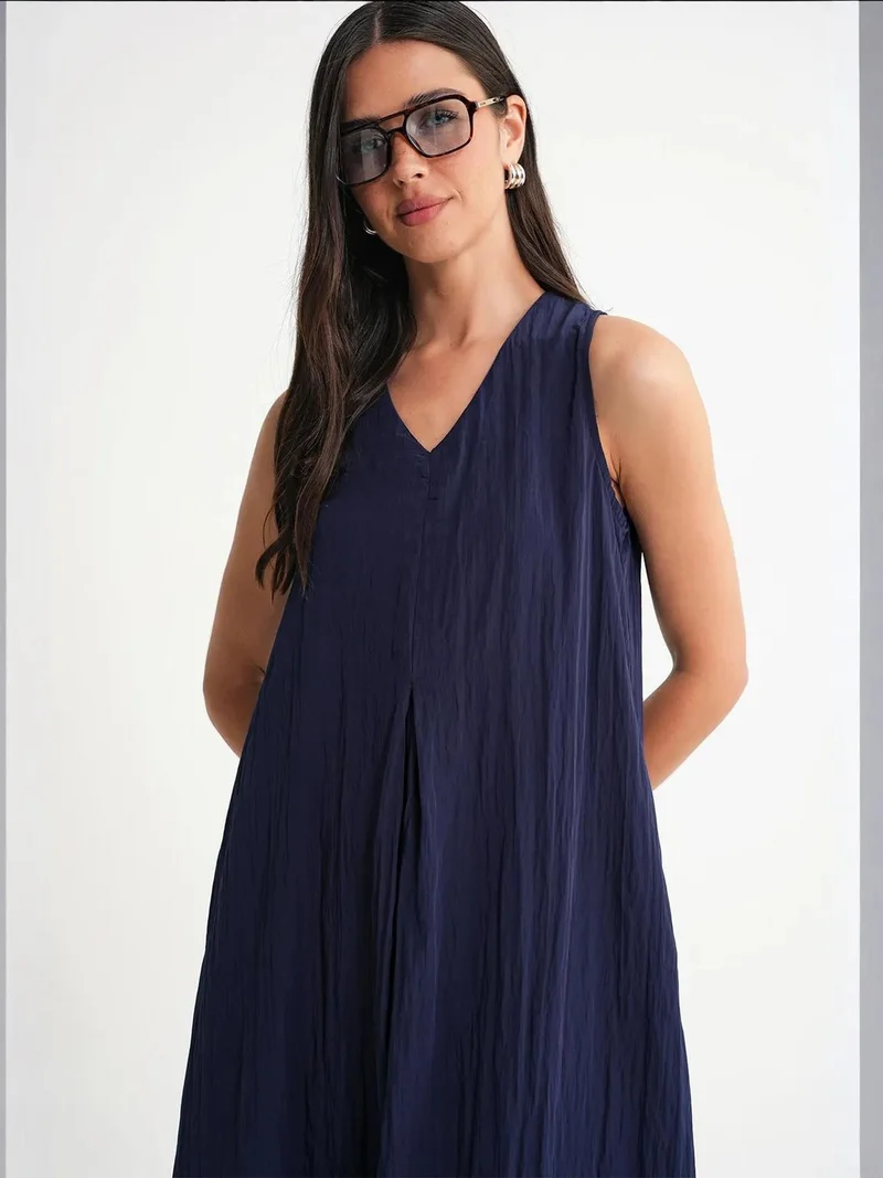 MixRay Navy Blue Mixray V-Neck Maxi Dress for Women | Best Price UAE