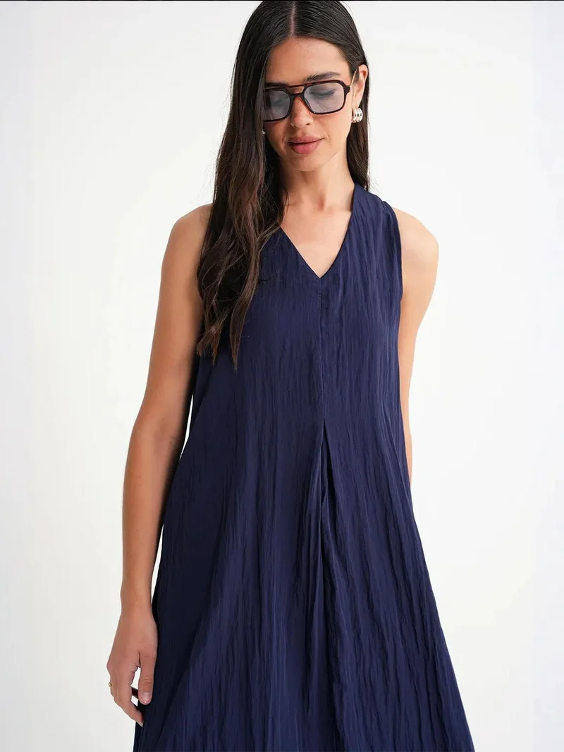 MixRay Navy Blue Mixray V-Neck Maxi Dress for Women | Best Price UAE