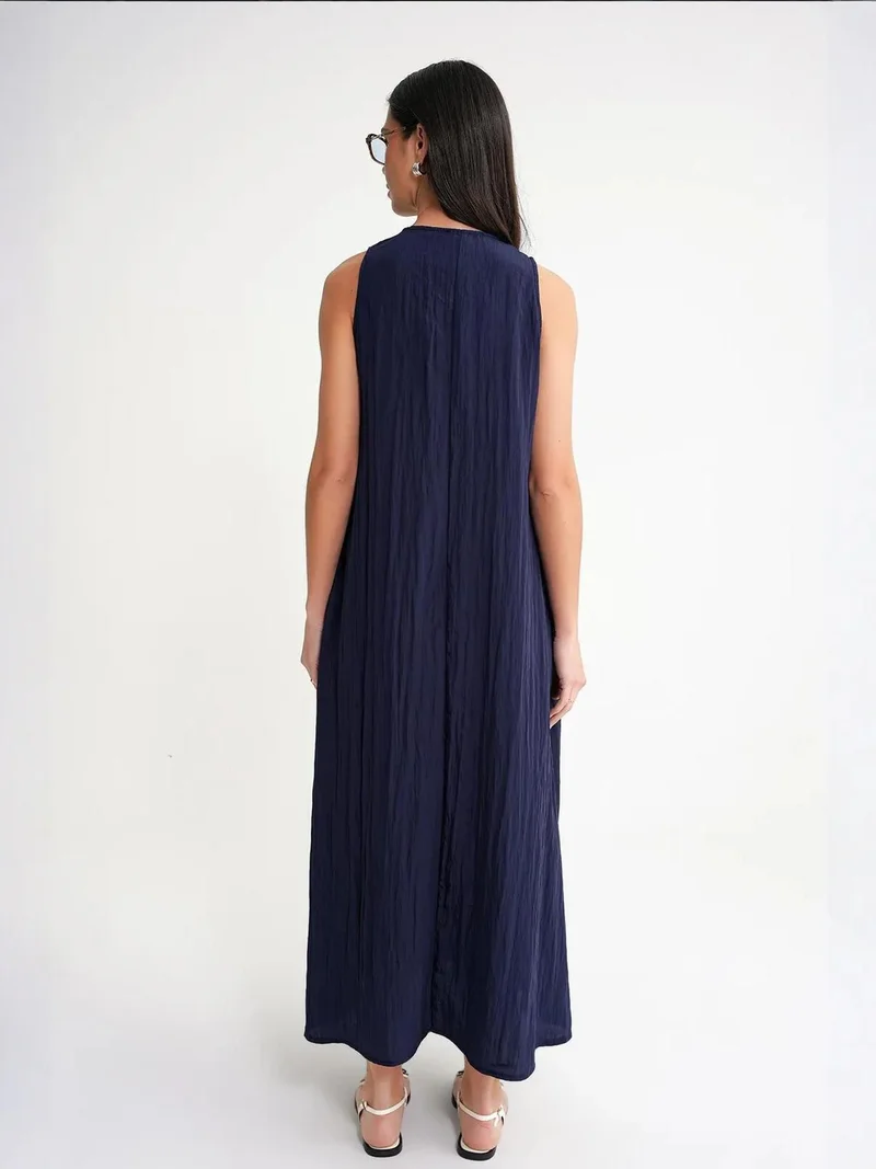 MixRay Navy Blue Mixray V-Neck Maxi Dress for Women | Best Price UAE