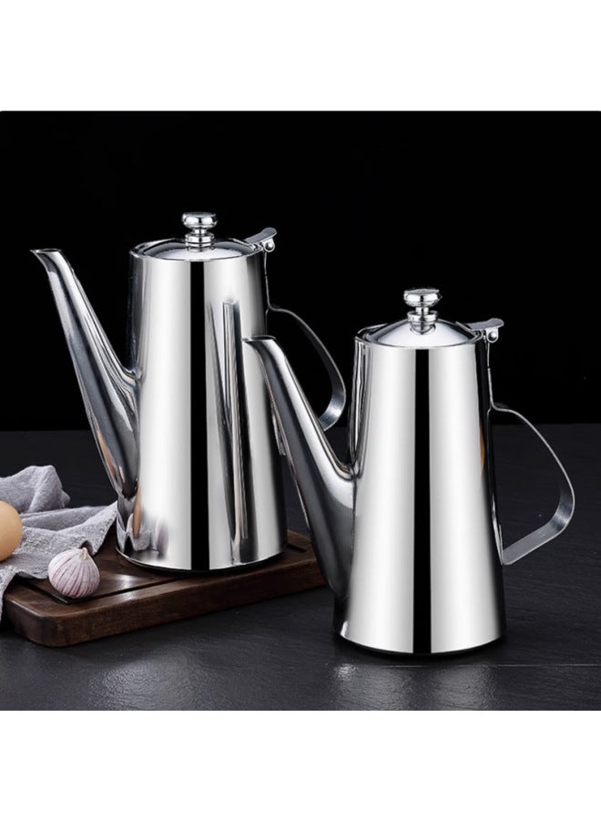 Thickened Stainless Steel Cold Water Pot Restaurant Hotel Tea Brewing Pot Soup Adding Juice Mixer For Business Use-Color:201#1.5L Natural Short Mouth - Image 2