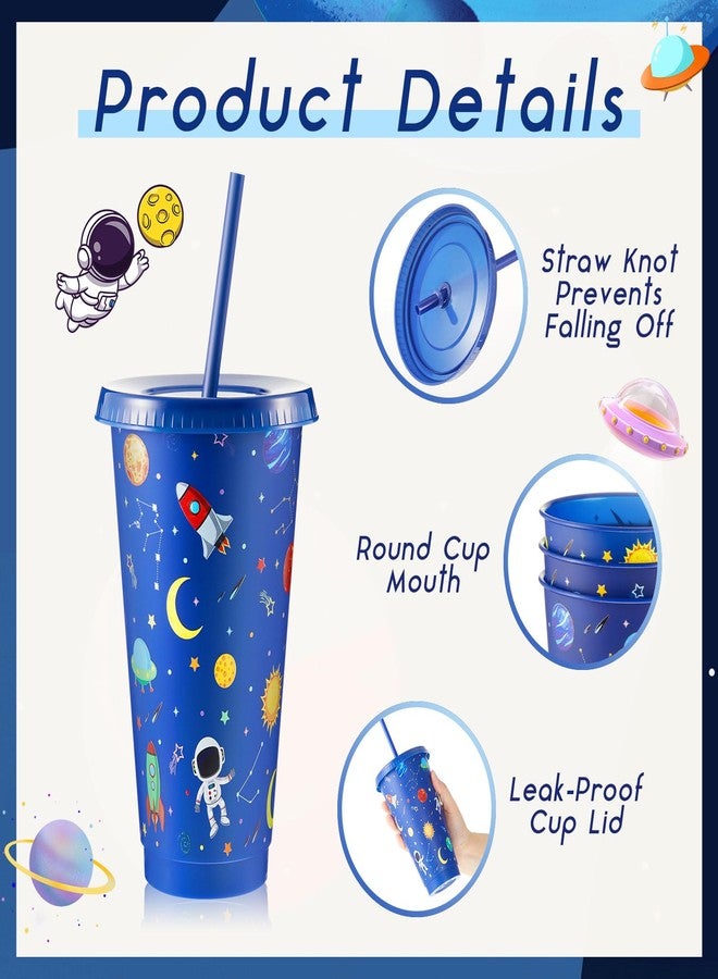Chuangdi 24 Pcs Space Party Plastic Cups with Lid and Straw 24 oz Outer Space Party Favors Galaxy Astronaut Cups for Birthday Baby Shower Party Supplies - Image 3