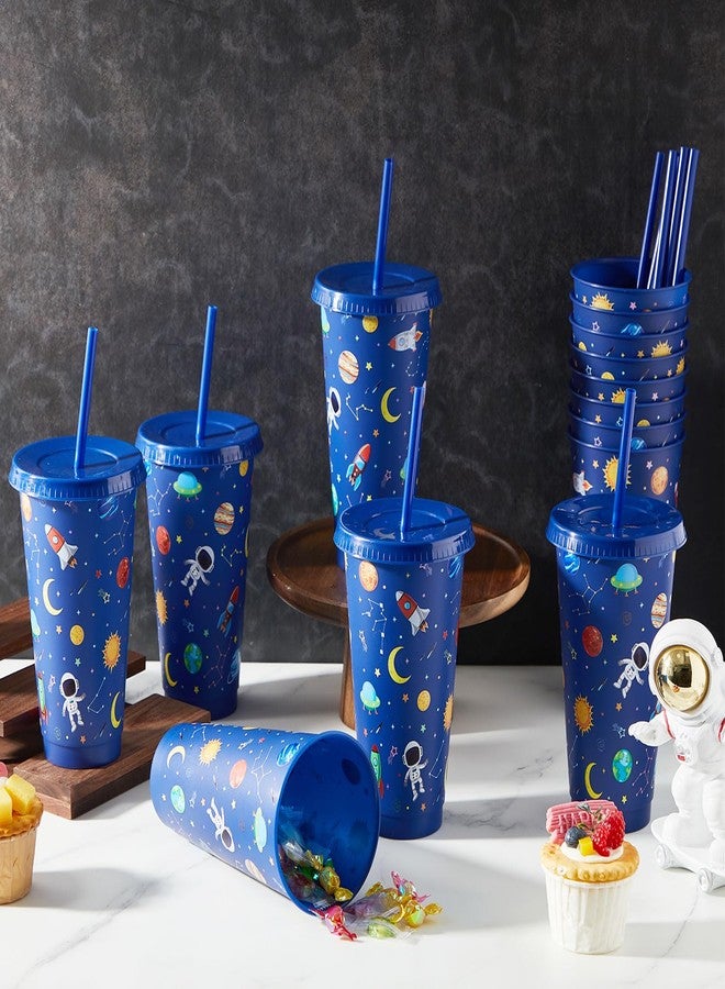 Chuangdi 24 Pcs Space Party Plastic Cups with Lid and Straw 24 oz Outer Space Party Favors Galaxy Astronaut Cups for Birthday Baby Shower Party Supplies - Image 4