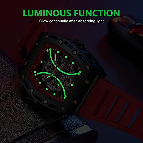 MF MINI FOCUS Watch for Men Wristwatch Fashion Hollow Big Dial Luminous Waterproof Sport Analog Quartz Business Mens Watches Red Silicon Strap Dress Watch - Image 5