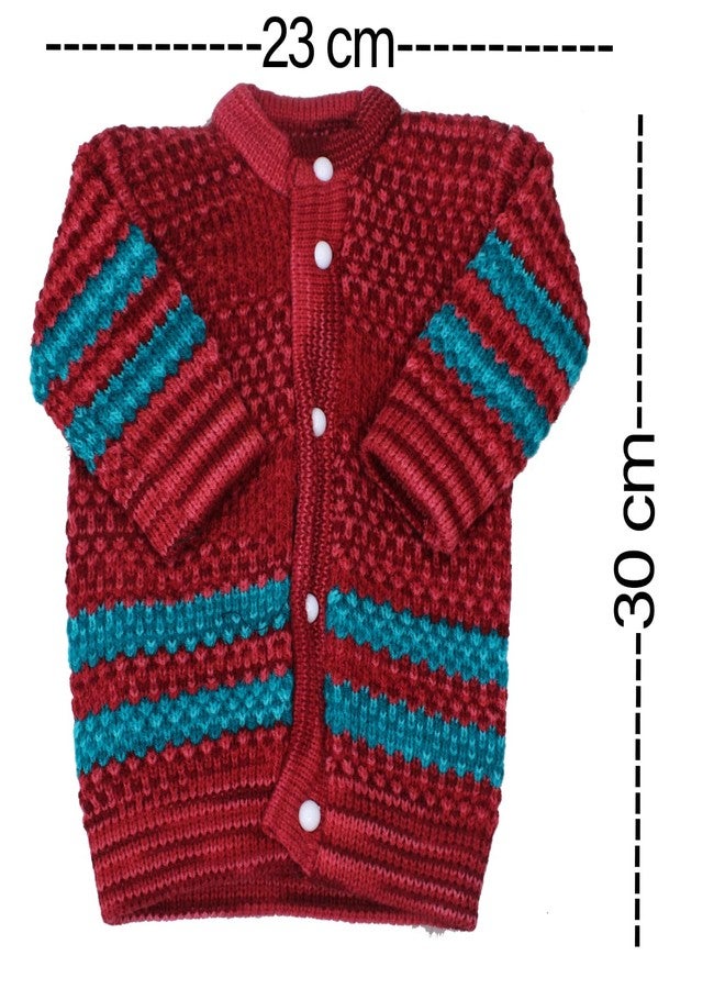 KYNA New Born Baby Suit Unisex Winter Wear Woolen Suit 4 Pcs Set Baby Dress For 0-3 Months Babies (Red, 0-3 Months) - Image 2