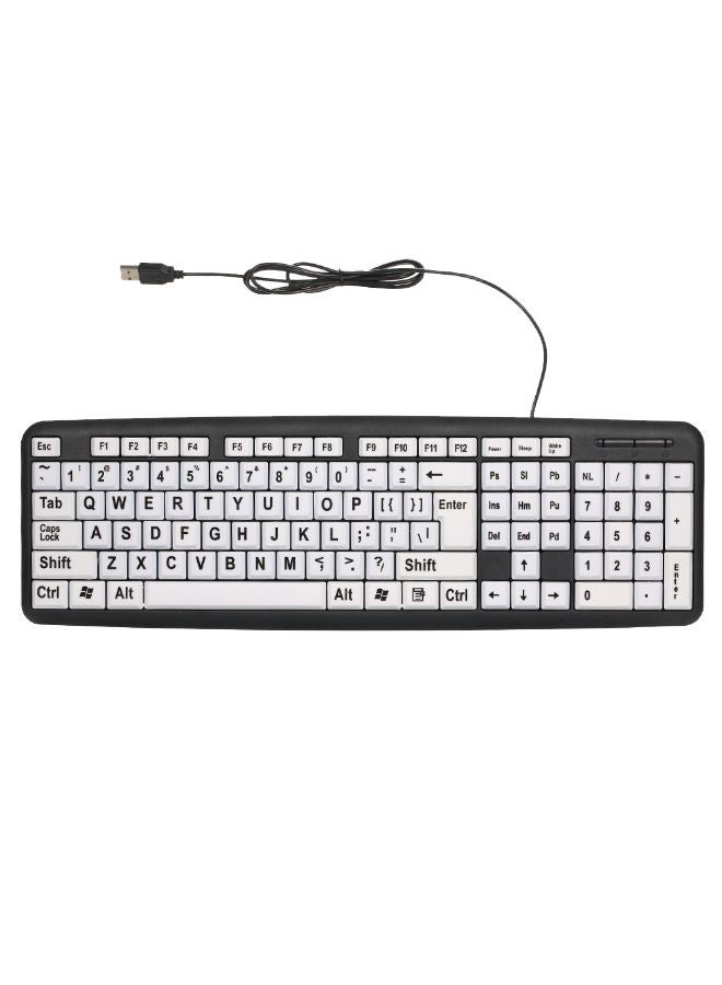 NIBEMINENT USB Wired Keyboard - English Black/White - Image 1