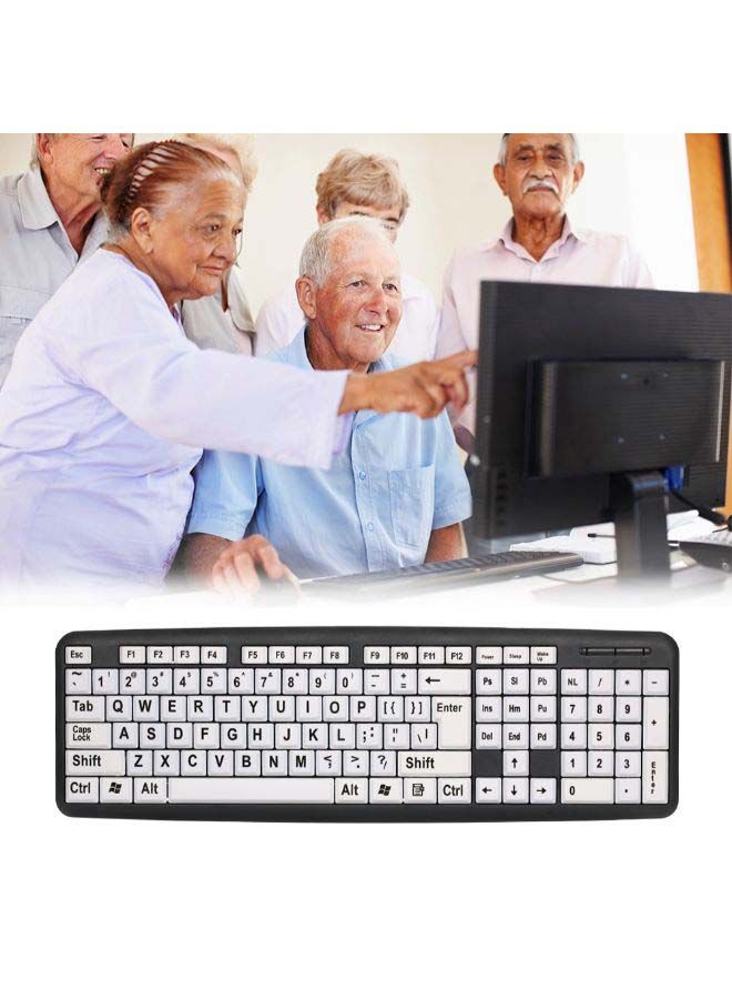 NIBEMINENT USB Wired Keyboard - English Black/White - Image 2