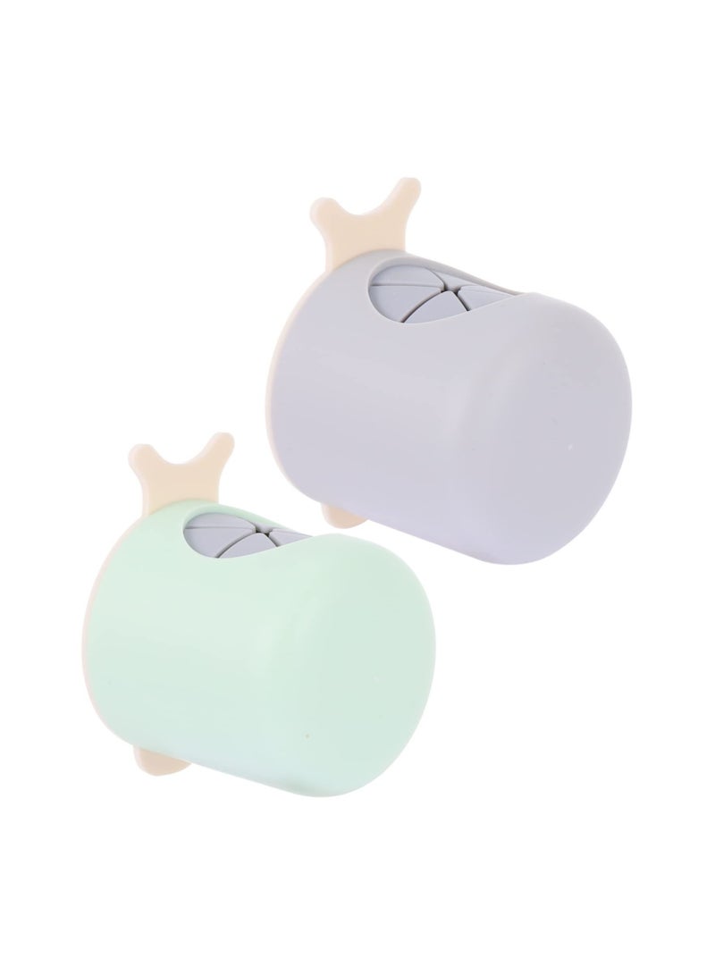 2 Pack Self-Adhesive Snail Toothbrush Holder for Bathroom and Dormitory, Punch-Free Mini Organizer for Electric Toothbrush and Toothpaste in Green and Grey - Image 1