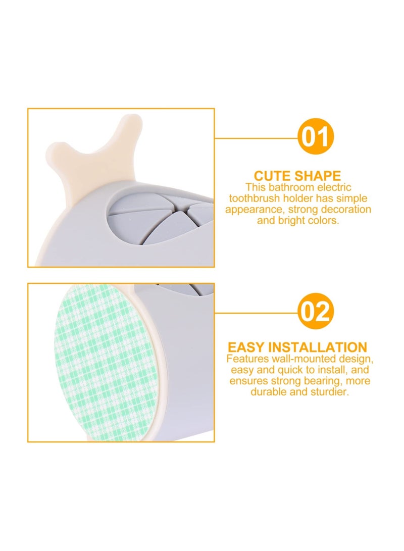 2 Pack Self-Adhesive Snail Toothbrush Holder for Bathroom and Dormitory, Punch-Free Mini Organizer for Electric Toothbrush and Toothpaste in Green and Grey - Image 4