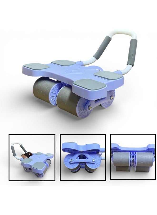 عجلة تمارين البطن المزدوجة ذات الارتداد التلقائي - جهاز تدريب عضلات الكور والخصر مع وسادة كوع مدمجة ومقبض مريح لنحت الجسم وتدريبات اللياقة البدنية المنزلية - Image 1