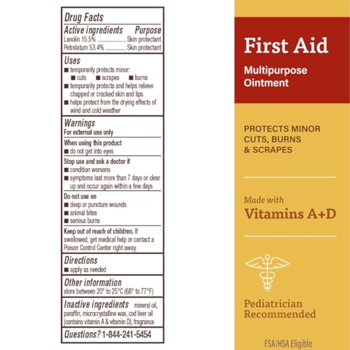 AD A+D First Aid Ointment, Multipurpose Dry Skin Moisturizer and Skin Protectant, 1.5 Oz (Pack of 3) - Image 2