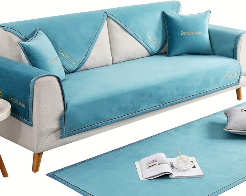 Couch Covers Non-Slip Sectional Sofa Slipcovers Water Resistant Reversible Sofa Protector for Dogs Kids Floor Mat Recliner Loveseat Slipcover 3 Colors (Color : Gray Size : 70x70cm) (Blue 110x240cm) - Image 1