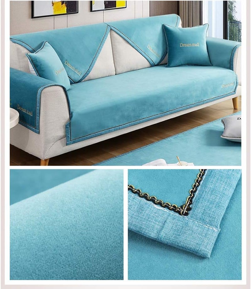 Couch Covers Non-Slip Sectional Sofa Slipcovers Water Resistant Reversible Sofa Protector for Dogs Kids Floor Mat Recliner Loveseat Slipcover 3 Colors (Color : Gray Size : 70x70cm) (Blue 110x240cm) - Image 2