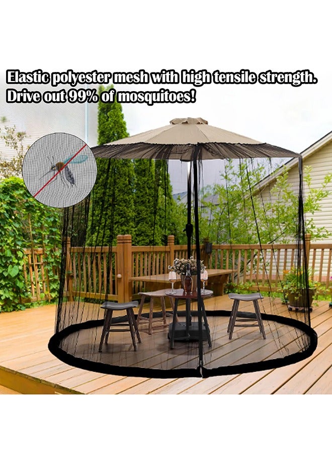 Arabest Outdoor Mosquito Net, Umbrella Mosquito Net for Parasol 250-300 cm Adjustable Mosquito Nets with Fillable Base Tent Mosquito Net for Garden, Beach, Camping, Outdoor Scene, Black - Image 2