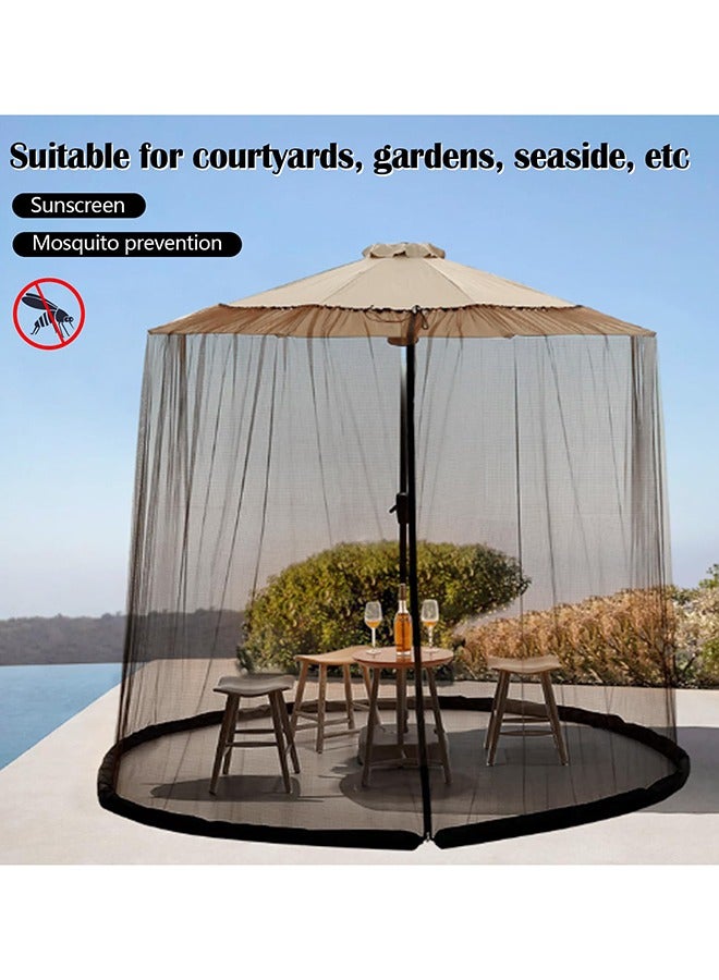Arabest Outdoor Mosquito Net, Umbrella Mosquito Net for Parasol 250-300 cm Adjustable Mosquito Nets with Fillable Base Tent Mosquito Net for Garden, Beach, Camping, Outdoor Scene, Black - Image 3