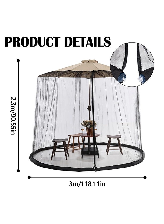Arabest Outdoor Mosquito Net, Umbrella Mosquito Net for Parasol 250-300 cm Adjustable Mosquito Nets with Fillable Base Tent Mosquito Net for Garden, Beach, Camping, Outdoor Scene, Black - Image 4