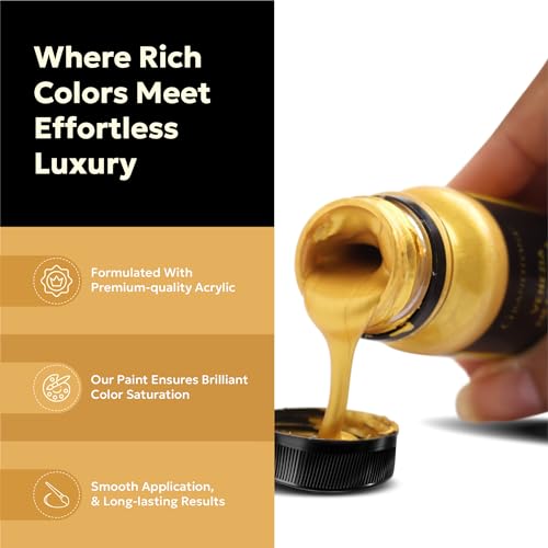 GRANOTONE Acrylic Venezia Metalic Colour, Non-Fading & Shimmering Metalic Acrylic Paint with Rich Pigments | Non-Toxic Metalic Colours Ideal for Kids, Artist & Beginners (Gold 50ml) - Image 3