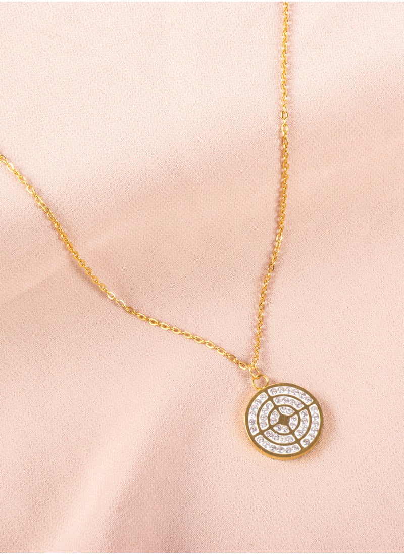 The Black Pearl Accessories - Stainless Steel Necklace Golden with a zirconic  Pendant - Image 1