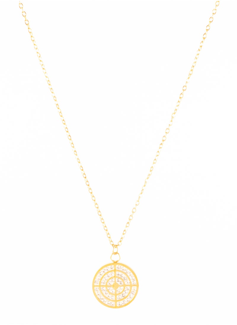 The Black Pearl Accessories - Stainless Steel Necklace Golden with a zirconic  Pendant - Image 1