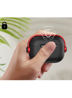 Generic Airpods 3 Case, Airpods 3rd Generation Case with Lock, Airpods 3 Generation Protective Case, Soft TPU Shockproof Cover with Keychain for Apple Airpods 3 2021 (Black/Red)  - Image 4