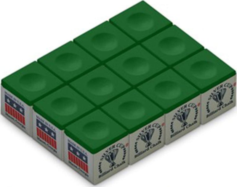 IMPERIAL Silver Cup One Dozen Tournament Green Pool Cue Chalk