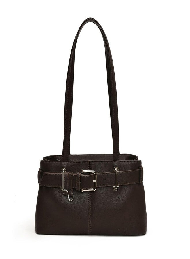 JYG Shoulder Bag for Women Vintage Y2K Hobo Purse with Belt Buckle Small PU Leather Underarm Satchel Handbag Coffee - Image 1