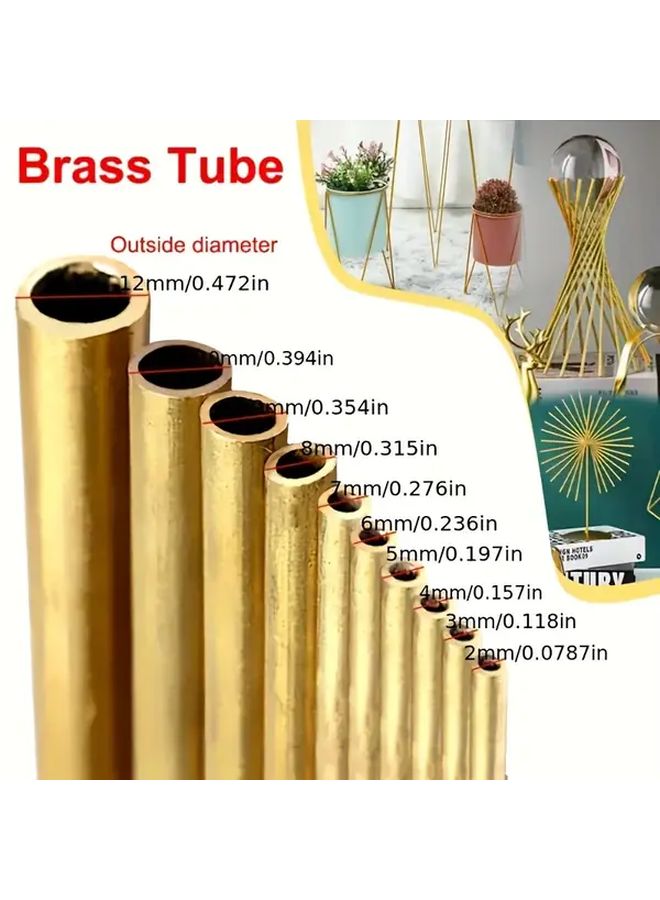 10Pcs Set Brass Tube 2 3 4 5 6 7 8 9 10 12mm Diameter 300mm Length 0 5mm Wall Model Making - Image 1