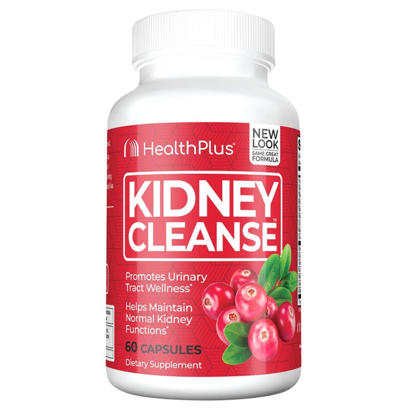 Health Plus Advanced Kidney Cleanse with Cranberry Extract Turmeric Root and CoQ10 Helps Support Healthy Kidney Function Urinary Tract Wellness 60 Capsules